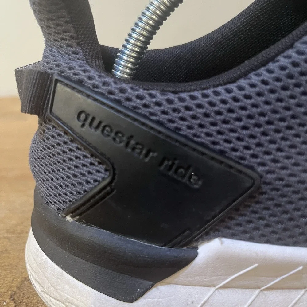 Adidas Questar Ride Mens 12 Black White Running Shoes Cloudfoam Sneakers